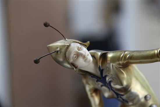 Ferdinand Preiss (1882-1943). An Art Deco patinated bronze and ivory figure Champagne Dancer, height 16in.